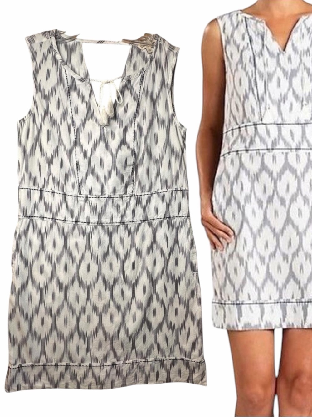 Toad&Co Shakti Ikat Mini Dress Small Blue White Boho